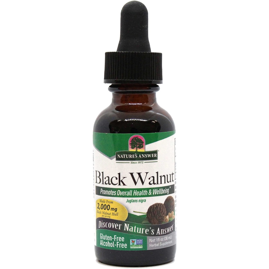 Natural's Answer Black Walnut Green Hull Extract 1oz - Alcol-Free, Gluten-Free, Kosher - Black Walnut, Wormwood Black Walnut Clove Parasite Cleanse - Supporto Detox & Liver, Degestive Cleanser