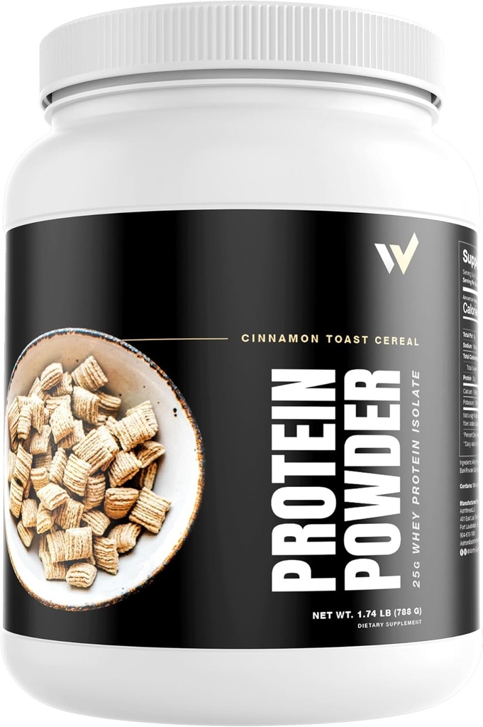 Whey Protein Isolate Powder di Ashton Hall - Toast Cereal Flavor Premium Cinnamon - Low-Carb, Shake High-Protein per la crescita e il recupero del muscolo, imballato con 25g di proteine del siero per Scoop
