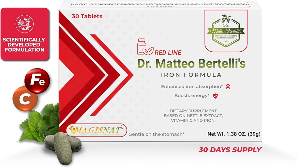 Dr. Matteo Bertelli Iron Formula (30 compresse) - Estratto di ortica, Vitamina C, Ferro
