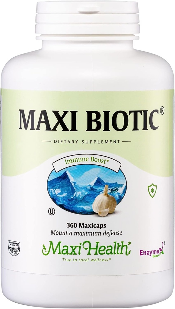 Maxi Health - Maxi Biotic Aged Knoblauch Extrakt Kapseln (360 Count) | Kyolic Knoblauch Ergänzung mit Spirulina, Echinacea, Oregano und Enzymax - Natürliche Antioxidationsmittel - Wellness Unterstützung