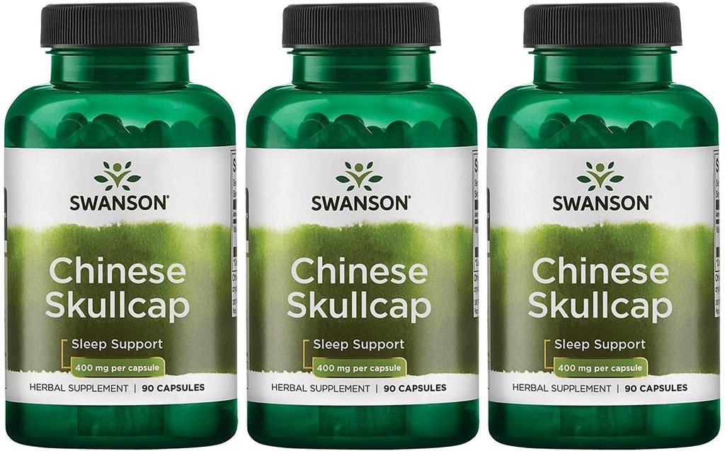 Swanson Chinese Skullcap - Kräuterergänzung Förderung der Entspannung '&' Schlafunterstützung - Flavonoid Formel zu helfen beruhigen Nerves - (90 Kapseln, 400mg Jeder) 3 Pack