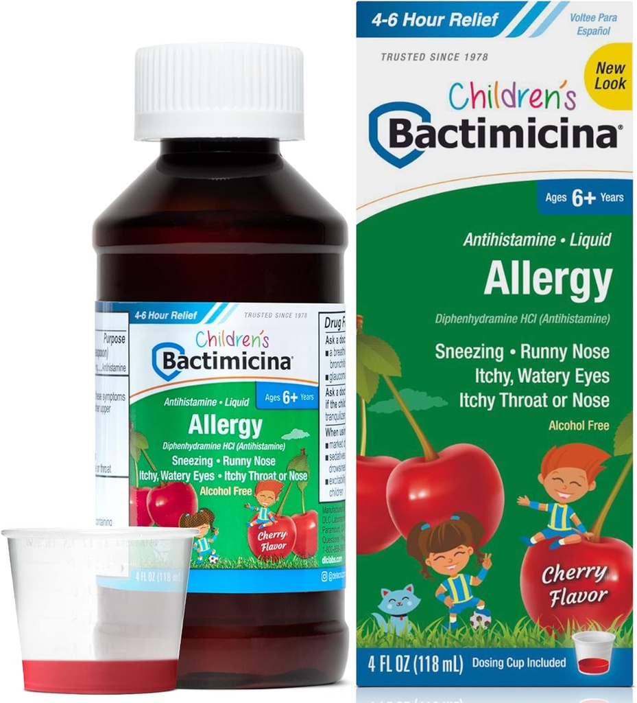 Bactimicine pour enfants Liquide - Médecine pour enfants - 6 ans et plus - Saveur de cerise douce - 4 Fl OZ