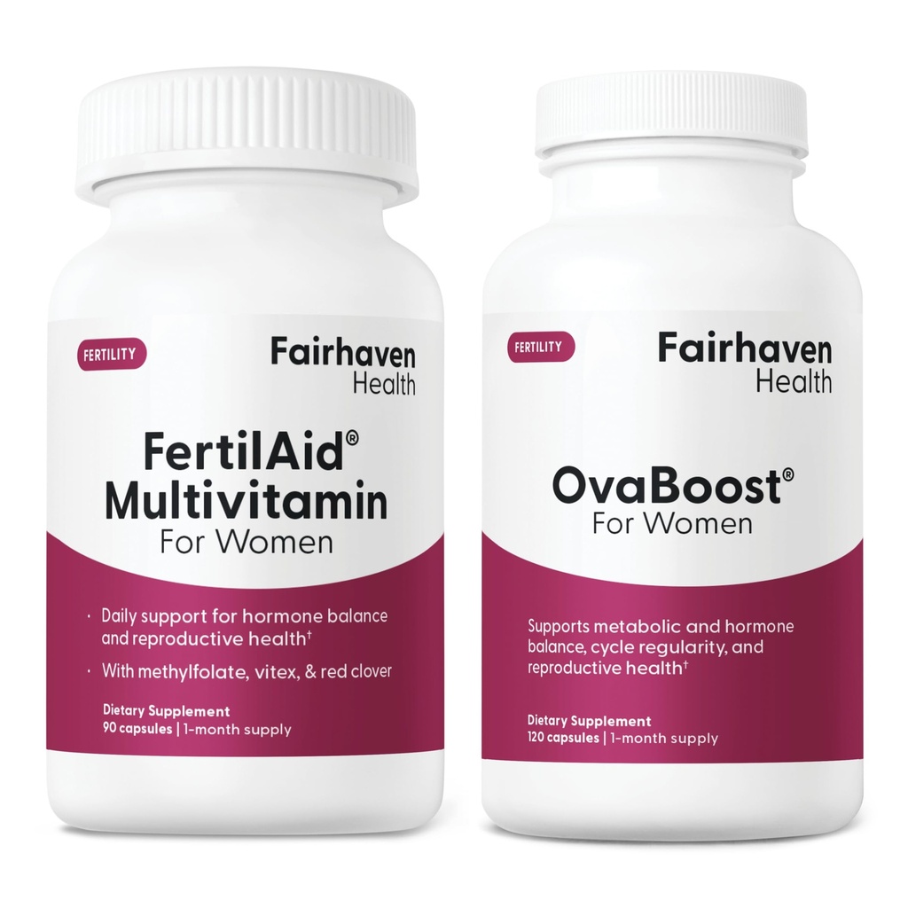 Dünger für Damen & Ovaboost Combo, weibliche Fruchtbarkeitsergänzung & Natürliche Fruchtbarkeit Vitamin mit Myo-Inositol, Vitex & Vitamine zur Unterstützung von Ovulation, Cycle Regularity & Egg Qualität, 1 Monat Versorgung