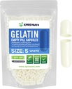 XPRS Nutra Taille 5 Capsules vides - 100 Compter Capsules de gélatine vides très petites - Pills Bricolage Capsule Remplissage - Gel de pilules rechargeables pour Do-It-Youlf Vitamine Supplements (White)