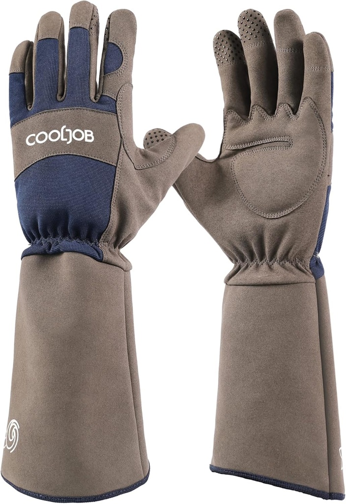 Gants de jardin de taille d'épines COOLJOB pour hommes, travail de la cour rembourrée à manches longues pour Bush, Blackberry, Cactus, lourd / résistant à la perforation / lavable à la machine, Xlarge, Marine