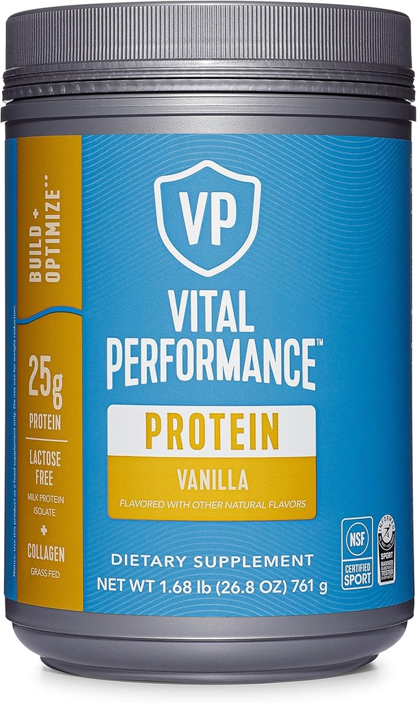 Peptidi di collagene di proteine vitali - Vanilla, miscela di polvere di proteine, senza lattosio, fatta senza glutine, 1.68lb