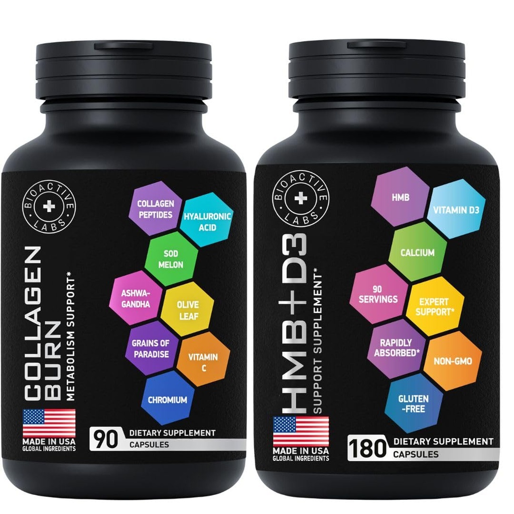 Thermogenic Multi Collagen Burn und HMB D3 Supplement - Fitness und Gewichtsverlust Bundle