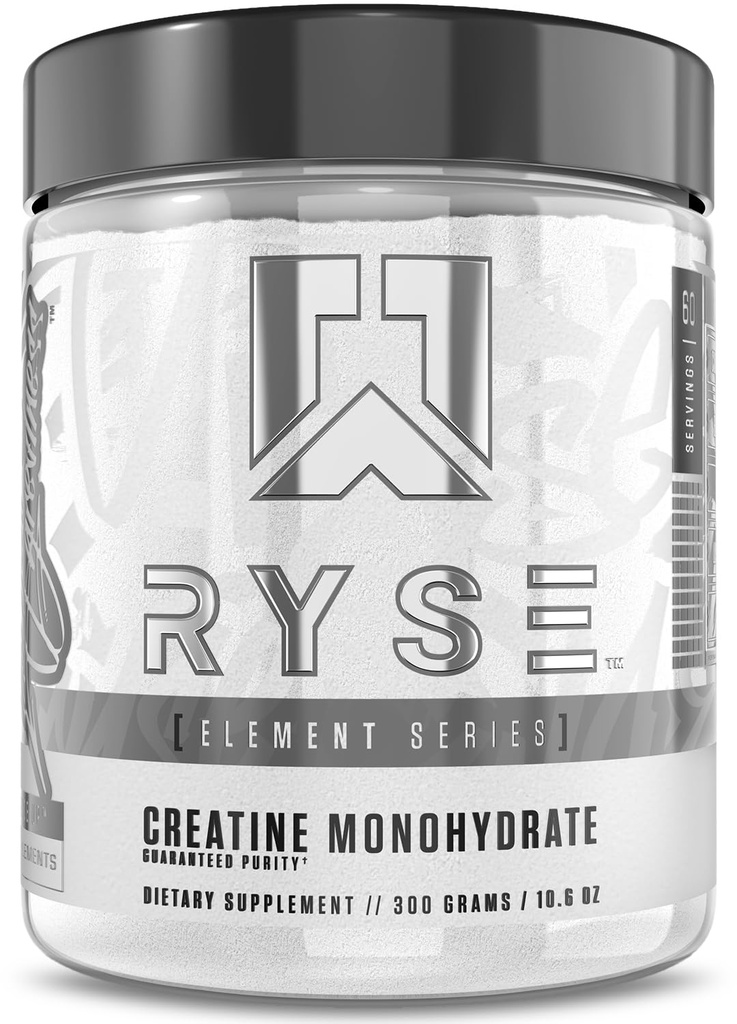 RYSE Creatin Monohydrat-Pulver - Unflavored - Unterstützt Männer & Frauen Lean Muskelwachstum, Stärke, Kraft und Ausdauer - Hilft, Fatigue zu reduzieren und Workout Erholung zu verbessern - 60 Portionen