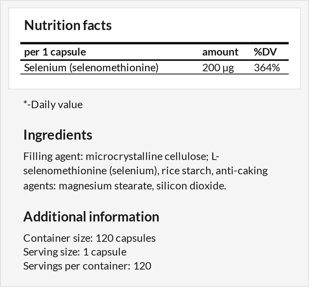 Selenium 200 μg (Selenomethionin) - 120 Kapseln - 4 Monate Versorgung - Diät-Ergänzung zur Unterstützung von Schilddrüsen- und Immunsystem - von MZ
