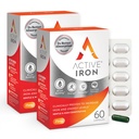 Supplemento di ferro attivo 25mg – clinicamente dimostrato di aumentare i livelli di ferro e di energia – Gentle, non-constipante, altamente assorbito – 120 capsule