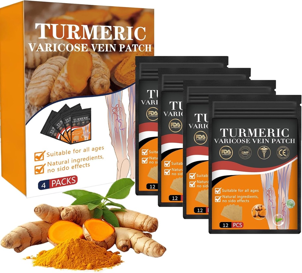 1 Box Furzero Turmeric Varicose Vein Patch - 2024 Neue Turmeric Vein Patches,Natürlich entlastet Krampfadern in Beinen und Spinnen