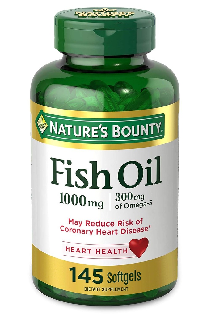 Huile de poisson de la nature Oméga-3 1000 mg Softgels 145 ea