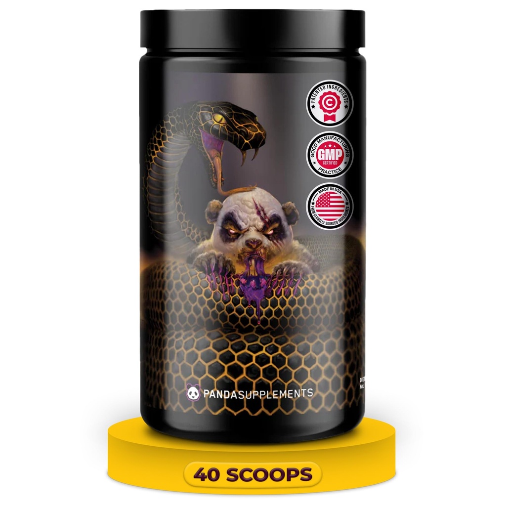 Undergound Bio Labs: Panda Supps Pandamic, Extreme Pre Workout pour la performance maximale, la pompe et le focus (40 Scoops) (Grape Bubblegum)