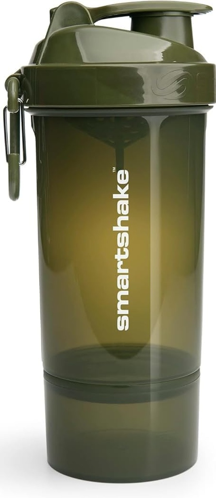 Smartshake O2GO ONE Plastic Protein Shaker Bottiglia 800 ml | 27 oz - Leakproof Screw-on Lid - BPA Free – Unisex - Army Green