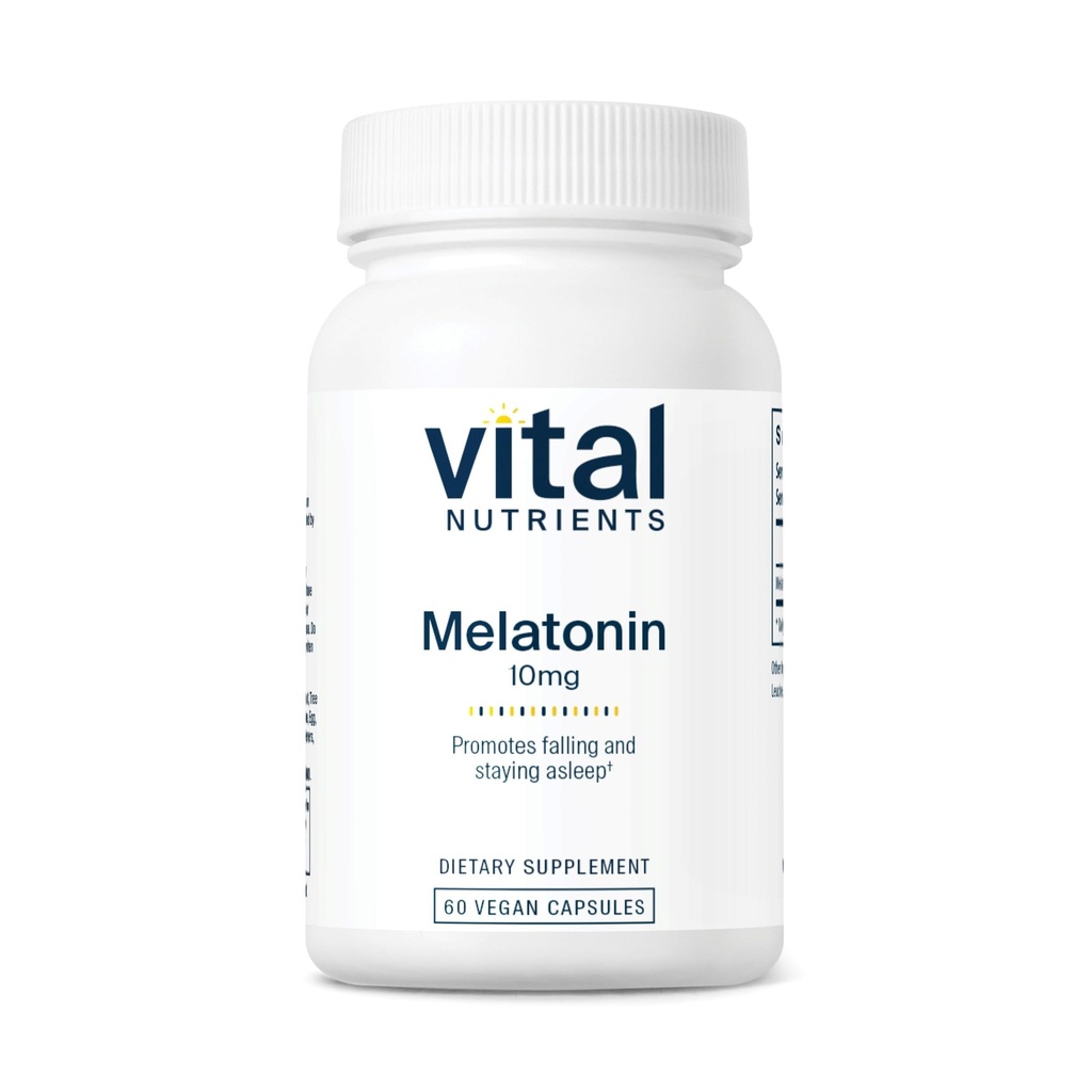 Vital Nutrients Melatonin 10mg | Vegan | Supplemento di sonno per sostenere il ciclo naturale di sonno del corpo* | Gluten, Latticini, Soia Free | 60 capsule