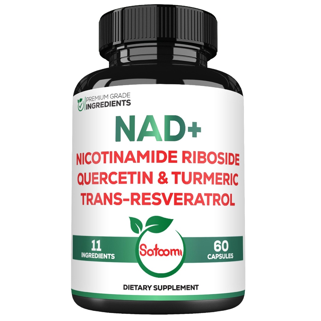Satoomi NAD Supplément pour les femmes - NAD Nicotinamide Riboside Resvératrol 900mg, Quercetin, Turmeric, Astragalus, Ginseng, Vitamine D3, Vitamine C - 60 Compte