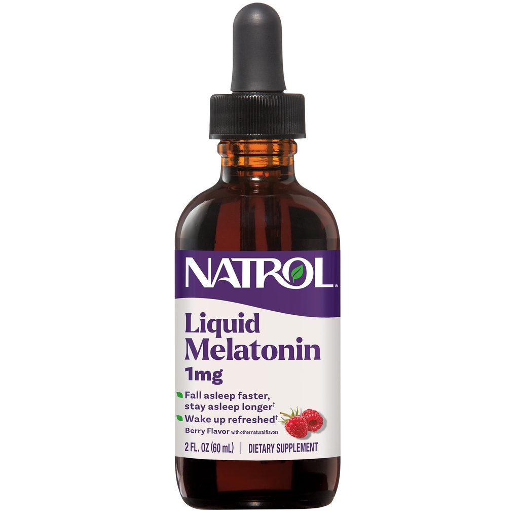 Natrol Melatonine liquide 1 mg, supplément de la mélatonine adulte à l'Asleep d'automne plus rapide et de rester plus longtemps à l'Asleep, se réveiller rafraîchi, 2 FL OZ liquide aromatisé, 15 portions