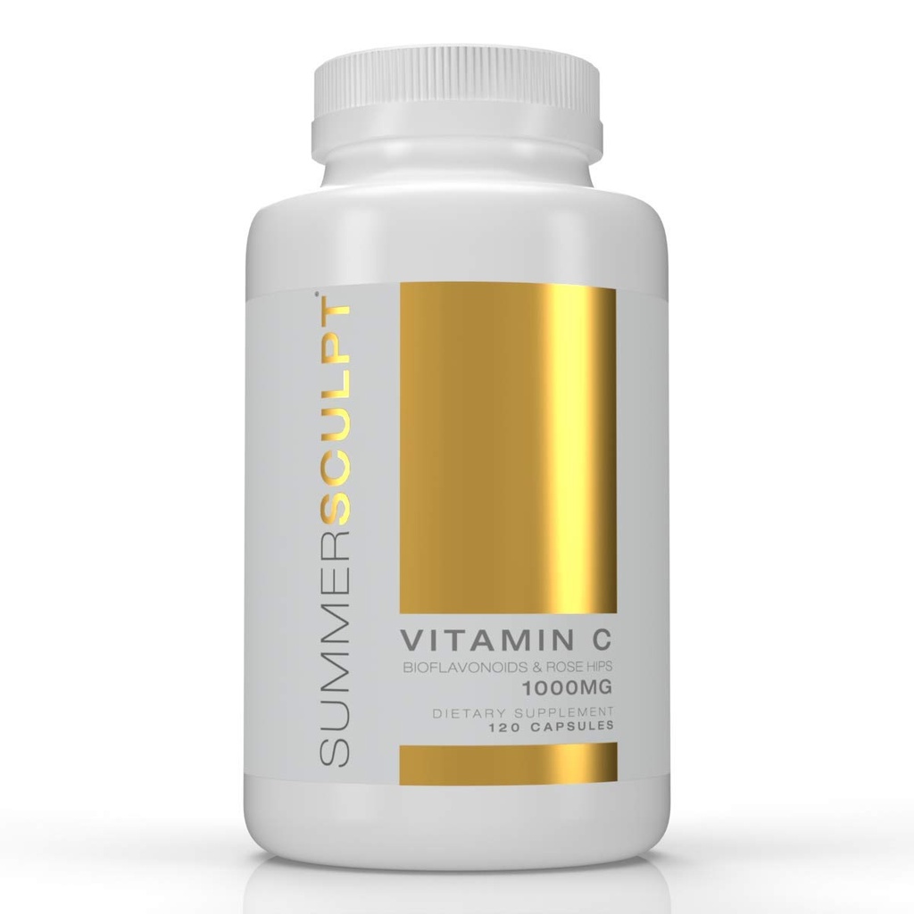 Vitamin C 1000 mg Tägliche Immununterstützung mit Rose HIPS & Citrus Bioflavonoids Gesunde Haut & Gelenke gepuffert Non-GMO Non Acidic, 120 Kapseln