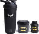 Smartshake DC Comics Bundle – Batman in acciaio inox Protein Shaker 900ml con imbuto 110ml e contenitori di stoccaggio 200ml.