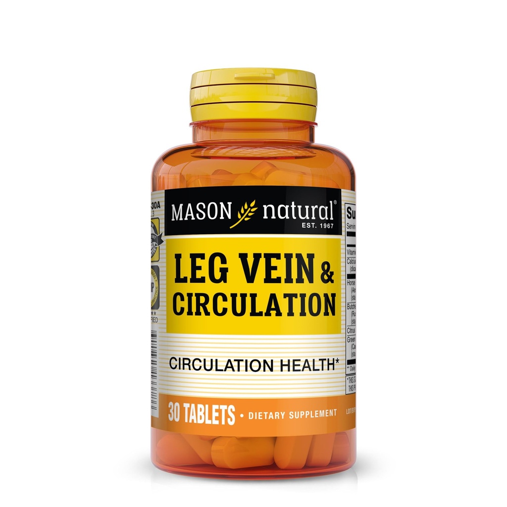 MASON NATURAL Leg Vein & Circulation, con Vitamina C, Calcium, & Tè verde per il supporto circolare giornaliero, 30 compresse