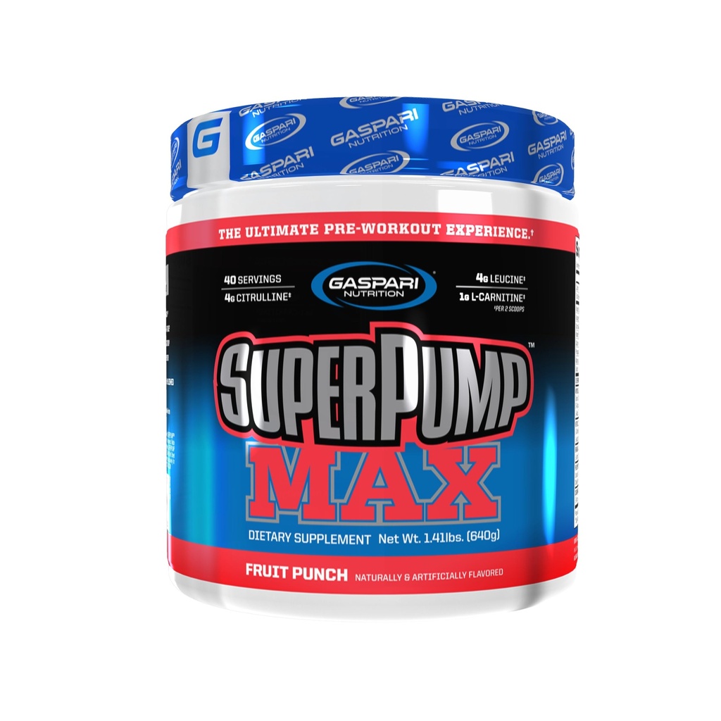 Gaspari Nutrition SuperPump MAX, la poudre de pré-entraînement ultime, pré-entraînement énergétique durable, booster d'oxyde nitrique, croissance musculaire, récupération et réapprovisionne électrolytes (40 portions, punch de fruits)