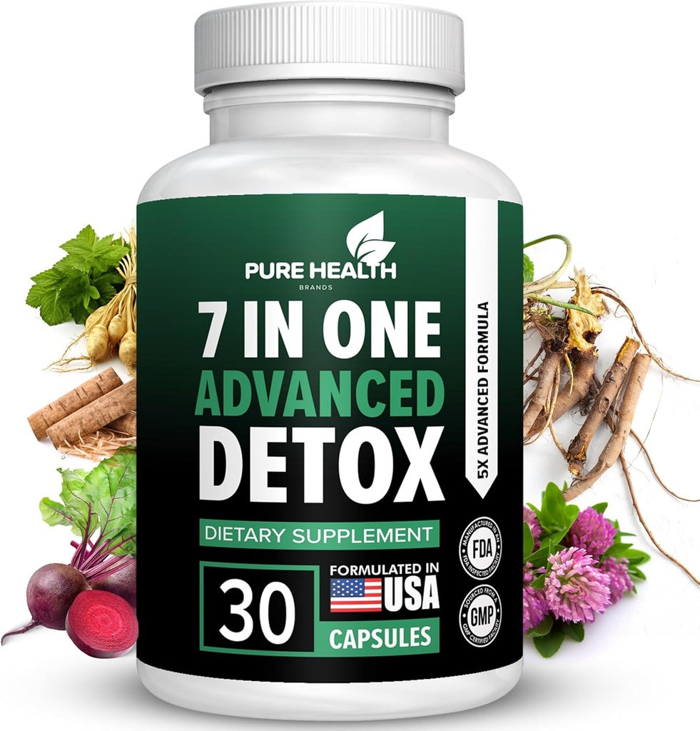 Formula avanzata 7-in-ONE - Full Body Cleanse - Detox & Liver Cleanse - Detox & Liver Repair, All Natural Toxins Remover, Healthy Cleansing Support for Liver (30 Capsule)
