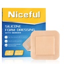 Dressing en mousse de silicone 4"x4", bandages en silicone imperméables à l'adhésif à la frontière, lit à forte absorption bandages de plaies Dressing de soins dus aux blessures (2.5"X2.5" Pad), 5 packs, FSA HSA Admissible
