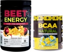 Nutrology Beet Natural O2, Pre Workout Powder, Passion Fruit Flavor (30 Servings) BCAA Natural, Plant Based BCAA Powder, Lemonade Flavor (30 Servings)