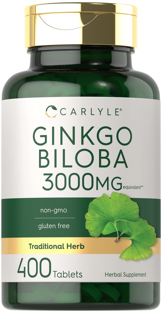 Carlyle Ginkgo Biloba 3000mg | 400 compresse | Non OGM, Gluten Free Herbal Supplement