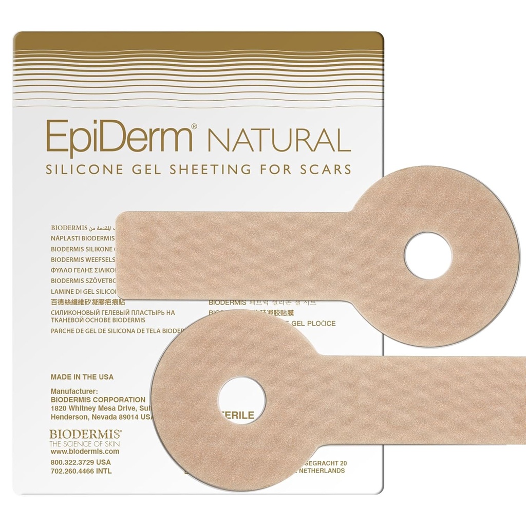 Feuilles de cicatrices en silicone d'EpiDerm Areopexy – Réutilisables, lavables et personnalisables réduction mammaire et post-opératoire essentiels de chirurgie mammaire - Lollipop forme professionnelle de grade Patchs Scar – naturel, 1 paire
