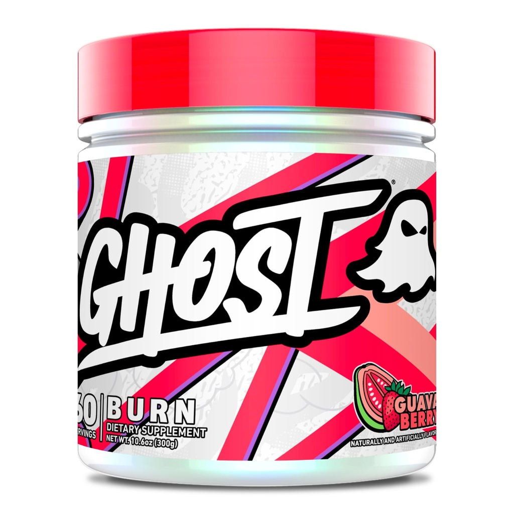GHOST Burn Weight Management Powder, Guava Berry (60 Servierungen) - Metabolism & Energy Support Supplement für Männer & Frauen - Natürliche Koffein, L-Carnitin & L-Tyrosin - Gluten, Soy & Sugar-Free, Vegan