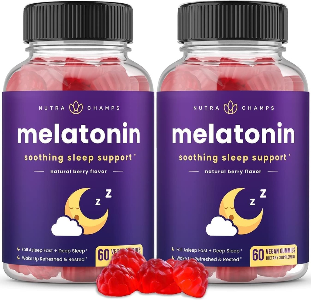 Melatonina Gummies per bambini e adulti | Dose naturale senza farmaci, Vegan Berry Flavor Kids Melatonin Gummy Supplemento | 2.5mg, 5mg o 10mg Dose | Pillole Dose Sostitutive 60 Gummies (Pack of 2)