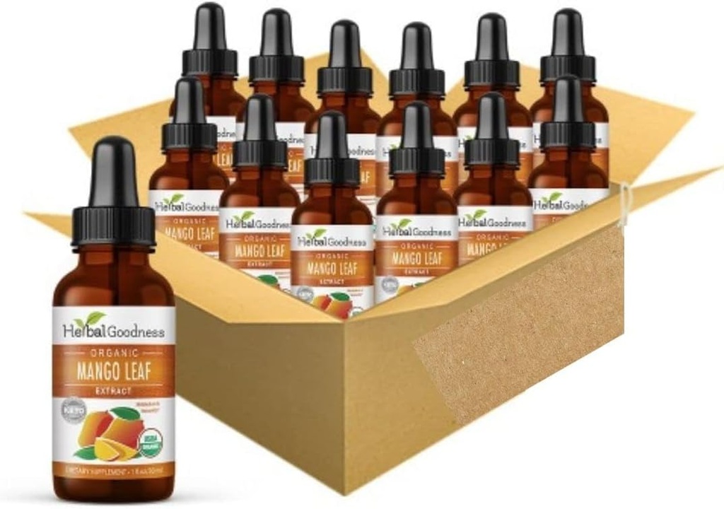 Herbal Goodness Mango Blätter Extrakt Bio - Mangifera Indica - Metabolismus, Gut, Immunität, Verdauungsunterstützung, Allgemeine Wellness - 12(1oz) btls - Kosher - Made in the USA