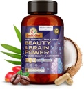 Beauty & Brain Power, Extra Forza + Supplemento Triple Action Brain, Vitamine Skin per la Bellezza Senza Fiamme, Integratori di Bellezza e Salute Del Cervello per Adulti, 60 Capsule Vegetariani