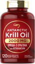 Carlyle Antarctic Krill Oil 2000mg | 120 Softgels | Omega-3 EPA, DHA, mit Astaxanthin-Ergänzung aus Red Krill | Maximale Festigkeit | Labor getestet