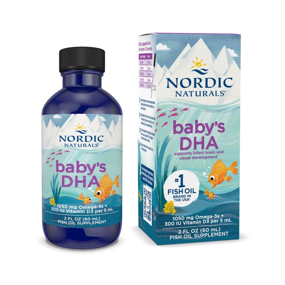 Nordic Naturals Baby DHA, Unflavored - 2 Unze - 1050 mg Omega-3 + 300 IU Vitamin D3 - Unterstützt Gehirn, Vision & Nervous System Entwicklung in Babys - Non-GMO - Servis May Vary