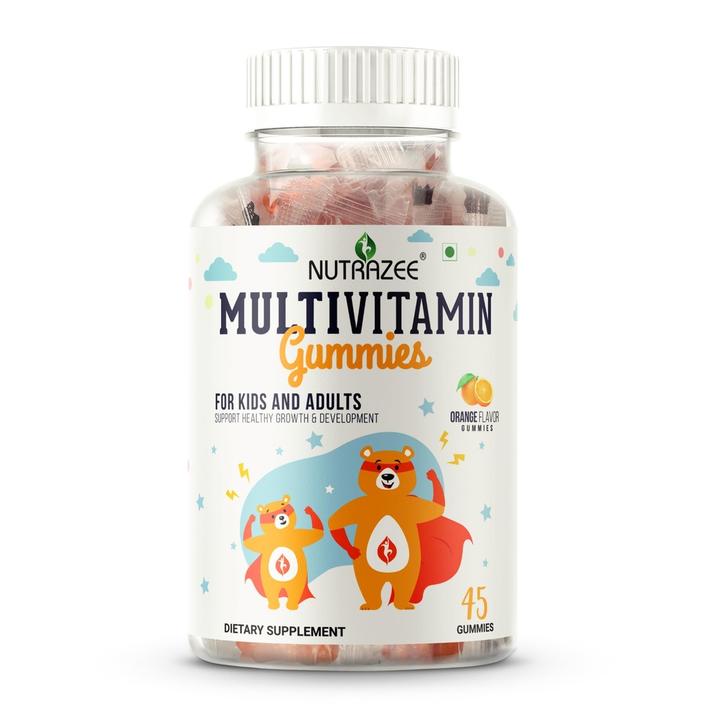 Multivitaminici per bambini, uomini e donne, supplemento con Biotina e vitamine essenziali per la crescita sana, sviluppo e immunità, 45 orsi gommosi
