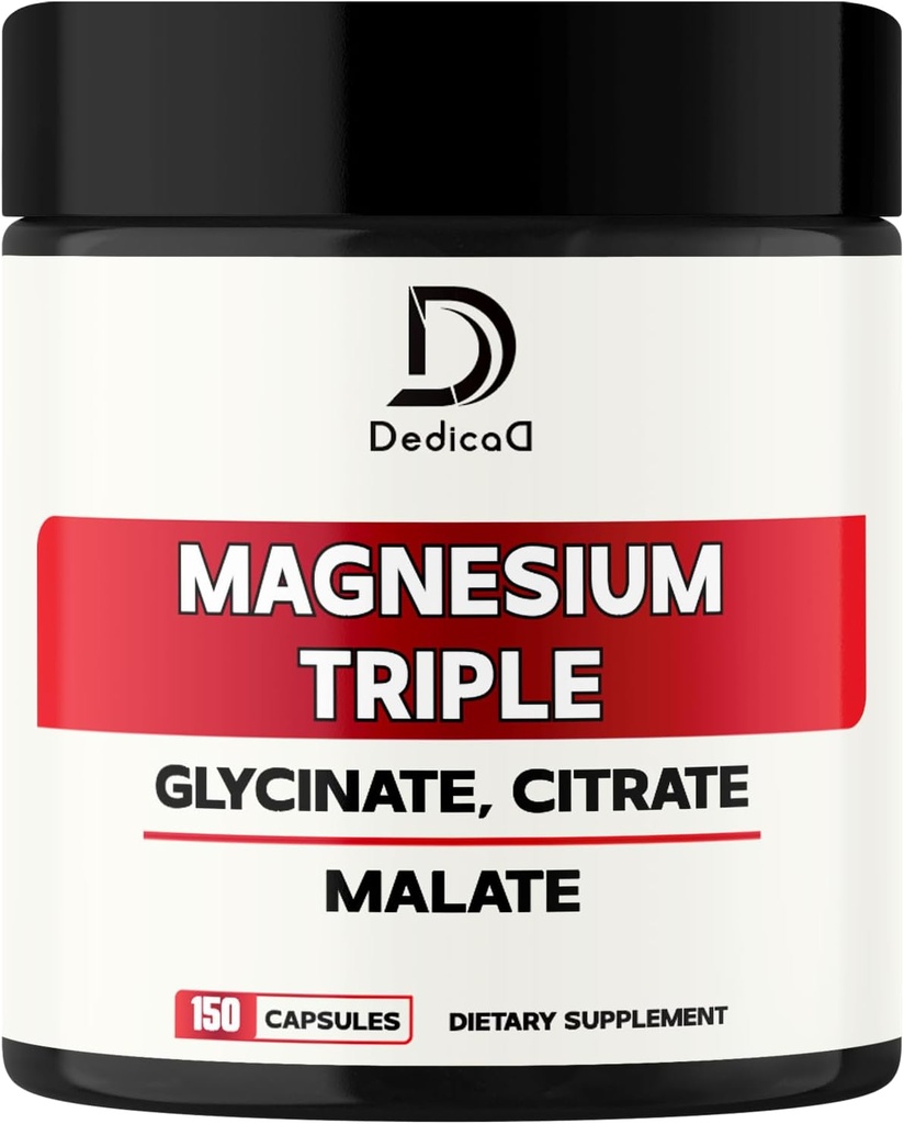 Triple Magnesium Complex 500mg - 150 Kapseln - 100mg Elementale Magnesium-Verbindungsergänzung mit Magnesium Glycinat, Citrat & Malat - Unterstützung Knochengesundheit, Muskel- und Immunsystem