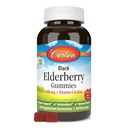 Carlson - Black Elderberry Gummis, mit Vitamin C & Zink, Immununterstützung, 120 Gummie