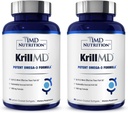 1MD Nutrition KrillMD - Antarctic Krill Oil Omega 3 Supplement mit Astaxanthin, EPA, DHA | 2X Mehr Effektive Than Fish Oil | 60 Softgels (2-Pack)