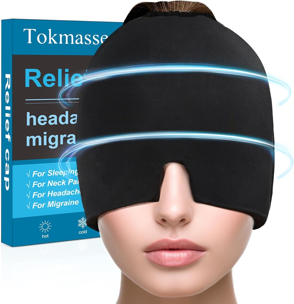 Capuchon de soulagement de la migraine, gel de calotte de glace, traitement du froid et de la chaleur, maux de tête de patch des yeux de Sinus, yeux de loup, soulagement de la tension et de la pression