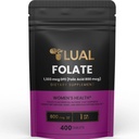 LUAL Folate Supplemento per la gravidanza delle donne | Acido Folico para Mujer Embarazada Folate Supplemento alimentare 1,333 mcg DFE (acido felico 800 mcg) 400 Conte