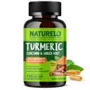 NATURELO Curcumine curmérique - BioPerine pour une meilleure absorption - Poivre noir, racine de gingembre, Curcuminoïdes - Soutien à l'inconfort articulaire à base de plantes - 120 capsules végétaliennes