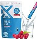Hydromax Elektrolyt-Getränk-Mix – Raspberry 15 Flüssige Pakete mit Kalium & Magnesium – Zero Sugar, Keto & Vegan Elektrolyte für schnelle Hydration & Recovery-Ergänzung