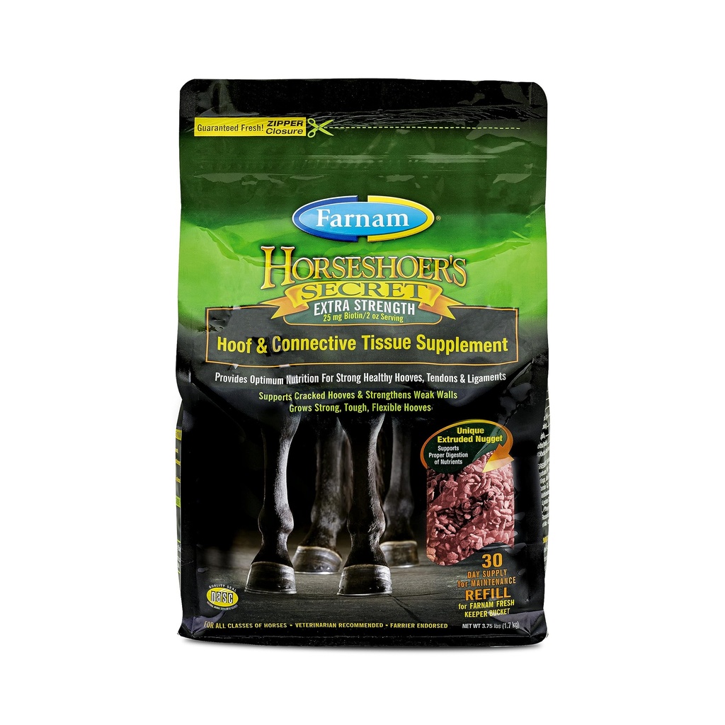 Farnam Horseshoer's Secret EXTRA STRENGTH Hoof Supplements & Connective Tissue Supplement, Fördert starke, gesunde Hooves, Sehnen & Bänder, 3.75 lbs., 30 Tage Versorgung