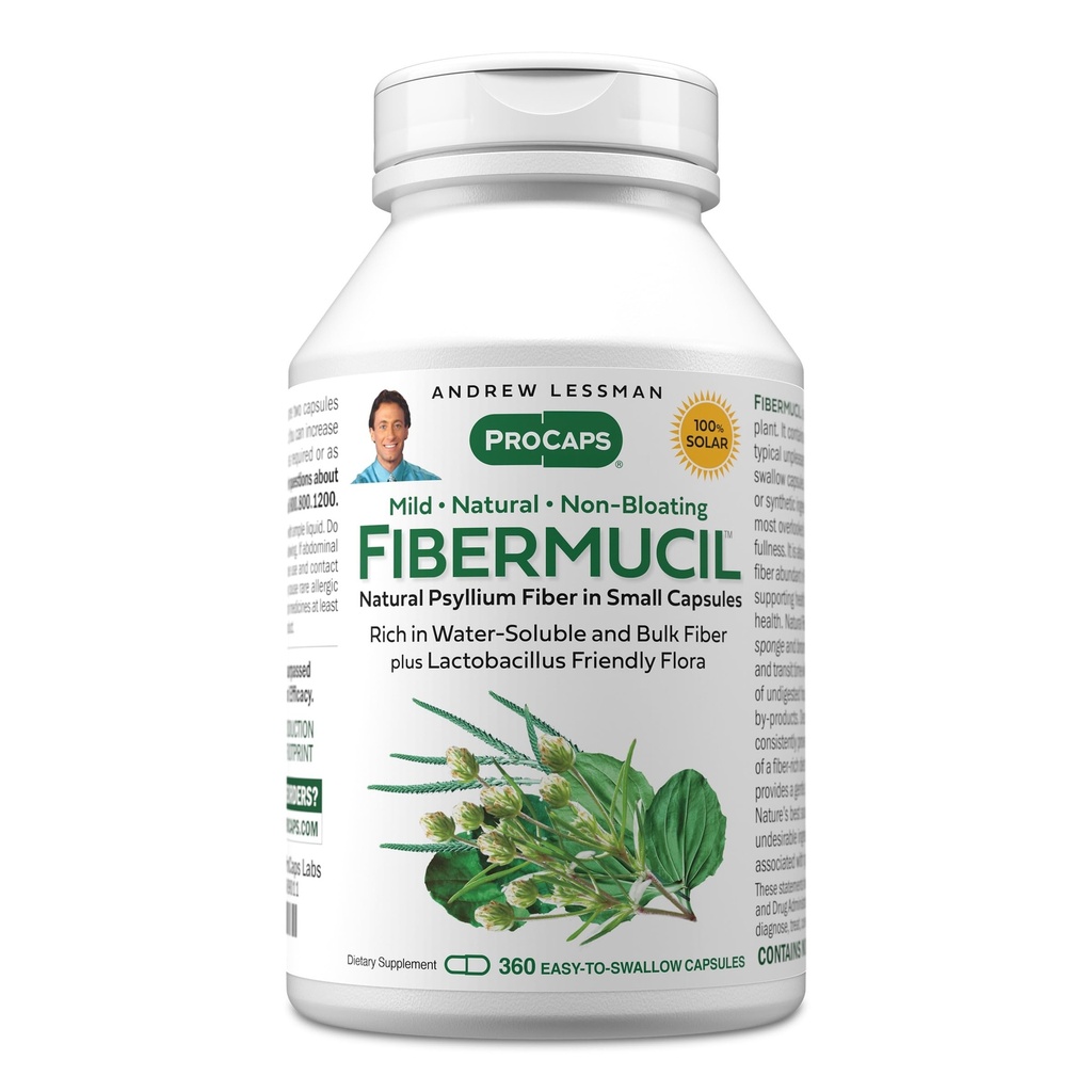 ANDREW LESSMAN Fibermucil 360 Kapseln -Psyllium Husk Pulver. Gent fördert Regelmäßigkeit und Verdauungsgesundheit. Reich an Fiber. Ganz ruhig, effektiv. Keine Zusatzstoffe. Kleine einfache Swallow Kapseln