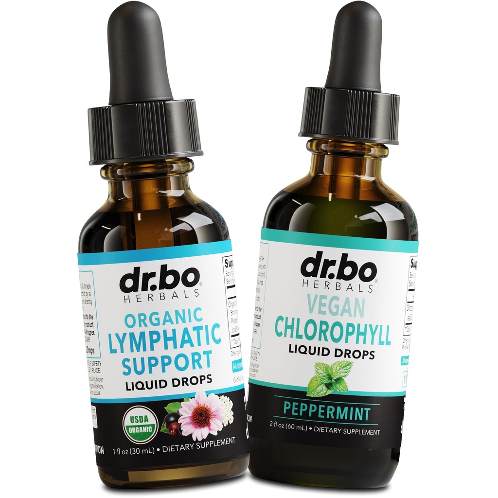 Integratori di drenaggio linfatico & clorofilla - Supporto linfatico organico Liquid Drops Cleanse & Liquid Chlorophyll Drops Odor Cleanse Body Detox - Drenaggio deodorante interno