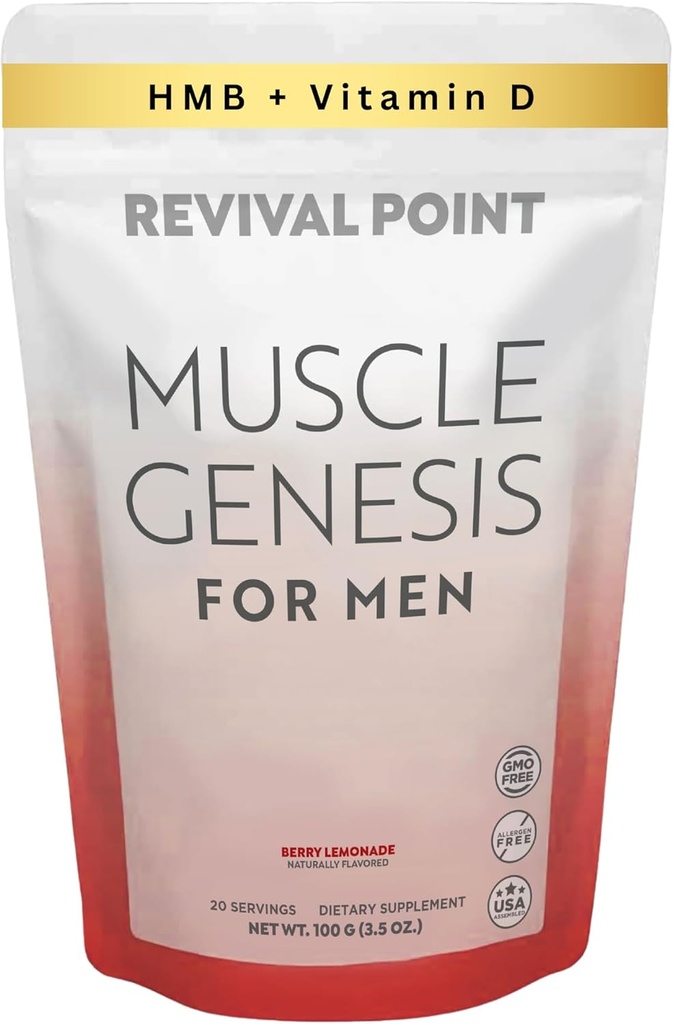 Genesis musculaire HMB et supplément de vitamine D3 avec myHMB étudié cliniquement, calcium et VIT C – 5000mg par portion – favorise le rétablissement, la masse musculaire maigre et le vieillissement en santé chez les hommes