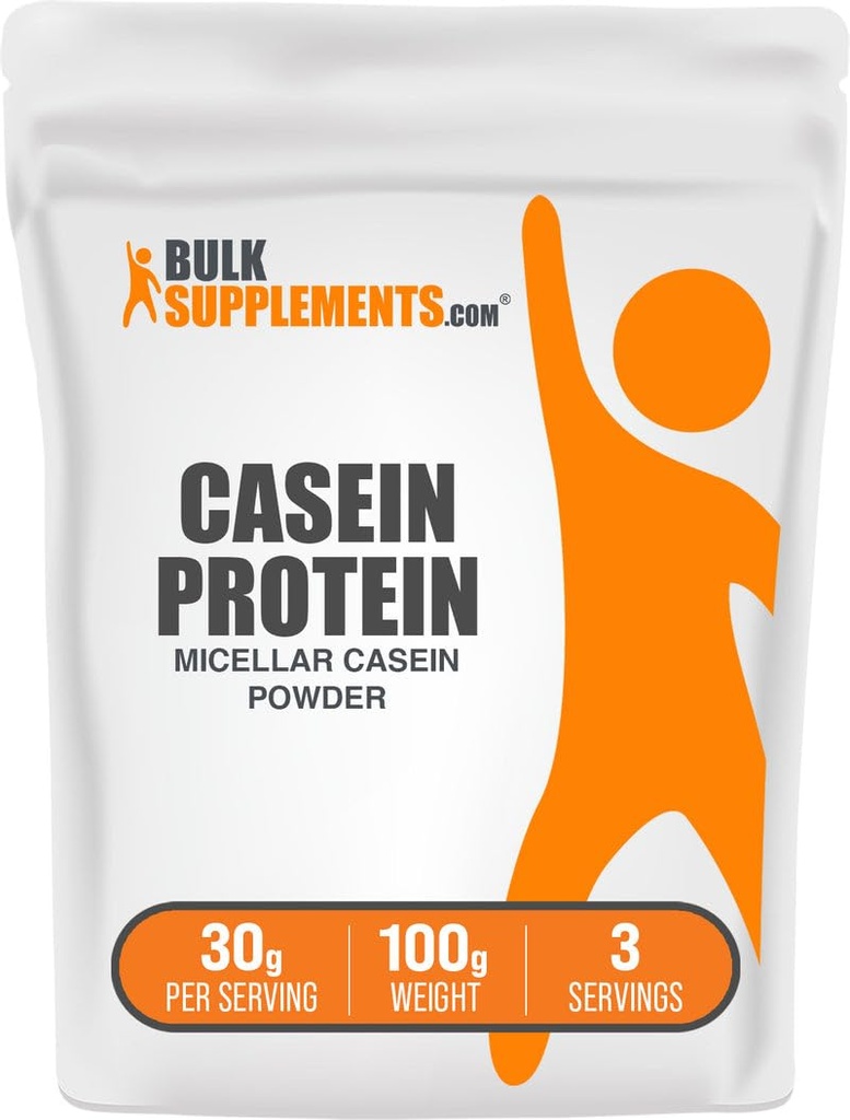 BulkSupplements.com Casein Protein Powder - Micellar Casein Powder, Slow Digesting Protein - Unflavored & Glutenfrei, 30g pro Servierung, 100g (3,5 oz) (Pack von 1)