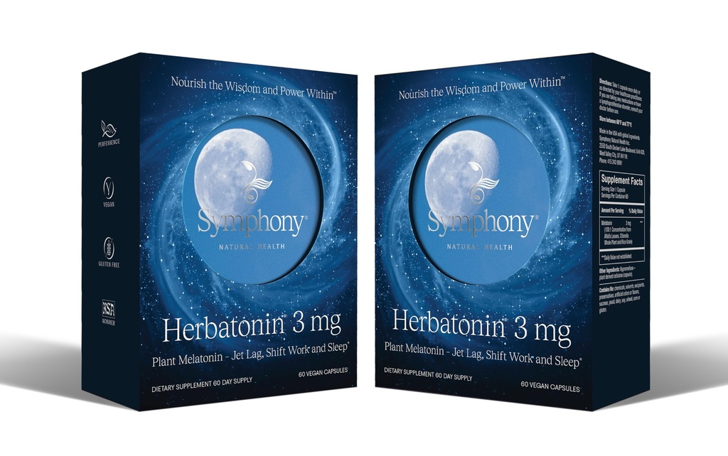 Herbatonin® 3mg - Plant-Based, Natural Vegan Melatonin Supplement (Phyto-Melatonin), Sleep Cycle, Body Clock and Circadian Rhythm Support for Jet Lag, Shift Work and Sleeplessness (120 Day Supply)